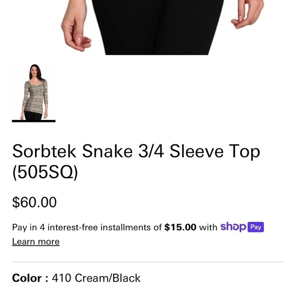 Tees by Tina Sorbtek Snake 3/4 Sleeve Top - Picture 6 of 7